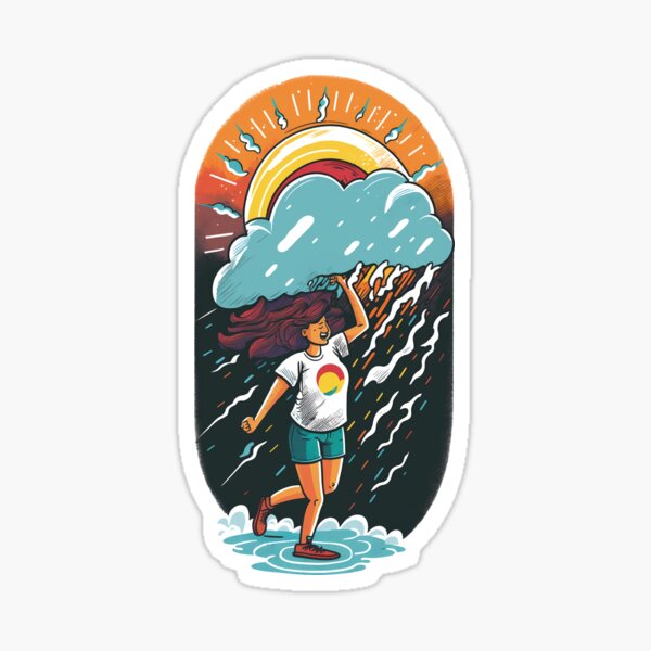 sky battle of rain and sun Sticker