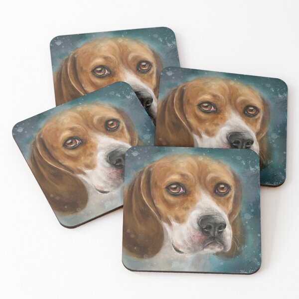 Item preview,  Adorable Beagle Painting on Dark Green Blue Background designed and sold by ibadishi.