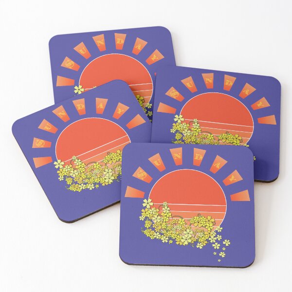 Item preview, Sunny Sunday Sunset with Summer Flower Vine on Blue designed and sold by Karen McFarland.