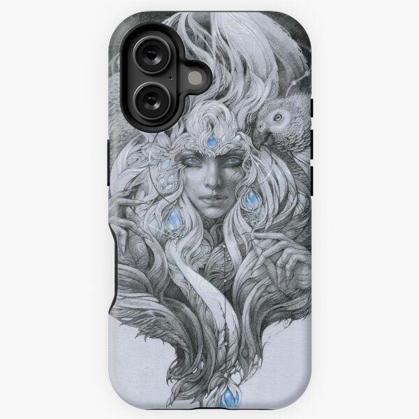 Fairy lady with African gray parrots. iPhone Tough Case