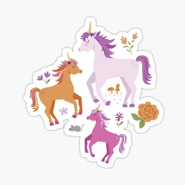 Unicorns in the Flower Garden Sticker