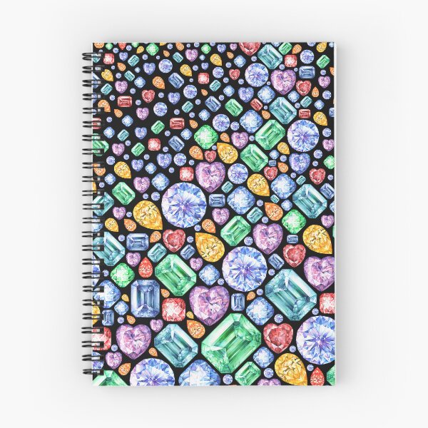 Item preview, Colorful Gemstone Painting. Sparkling Gem Print on black designed and sold by AmberSunArt.