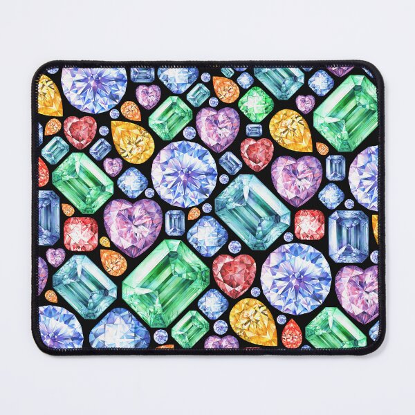 Item preview, Colorful Gemstone Painting. Sparkling Gem Print on black designed and sold by AmberSunArt.
