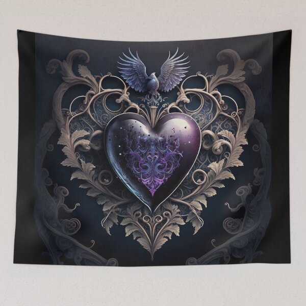 Item preview, Gothic Style Ornate Purple Heart w/ Bird Accent - Perfect for Valentines Day, Love, or Decorating in General! designed and sold by Dragonstrom.