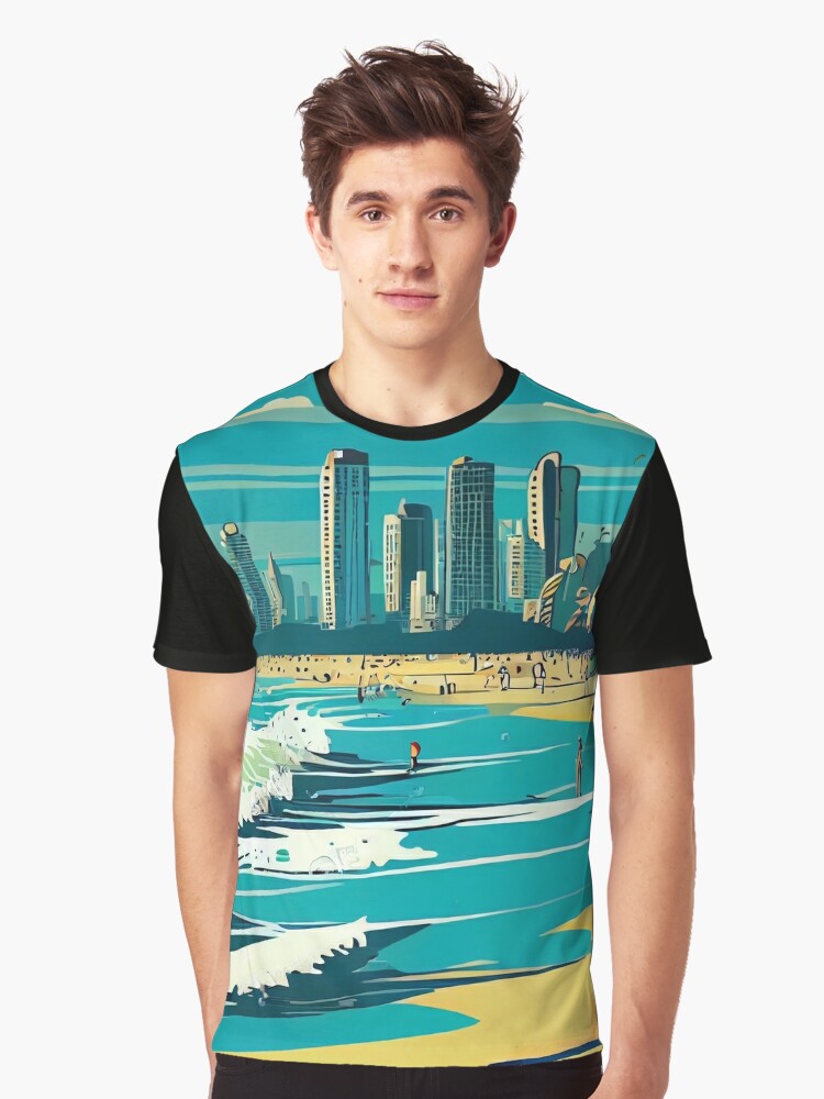 A Midjourney Comic Style Rendering of Gold Coast Beach, Australia" T-shirt for Sale Untitled22 Redbubble | coast graphic - beach graphic t-shirts - australia graphic t-shirts