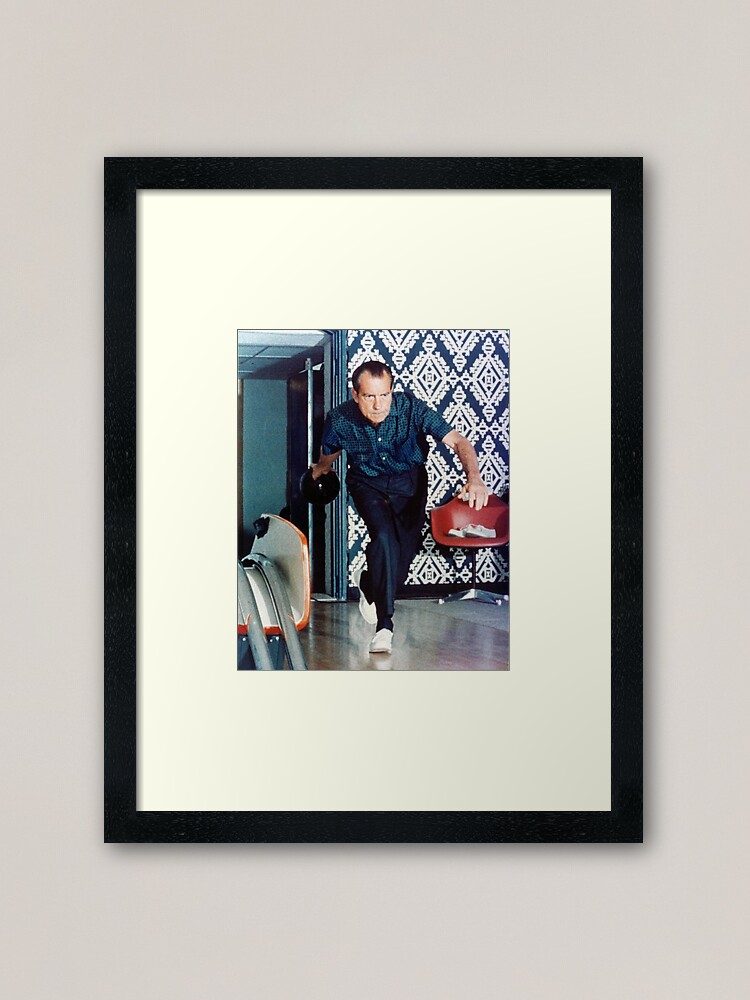 Alternate view of Richard Nixon Bowling Framed Art Print