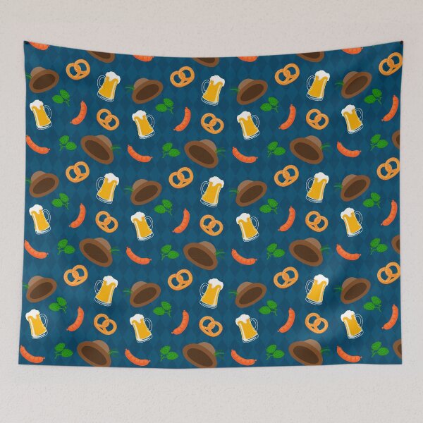 Item preview, Vector seamless pattern of oktoberfest  with pretzels, beer mugs etc designed and sold by Familyshmot.