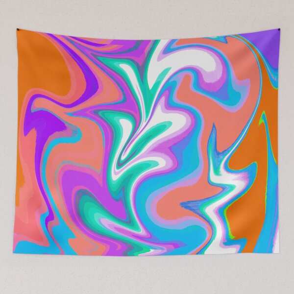 Item preview, Modern Swirl Abstract Pattern Neon Tones, Orange, Neon Blue, White, Pink, Green, Purple, Multicolor Design designed and sold by theprintedclub.