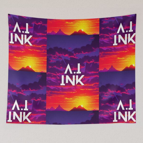 Item preview, A.I INK | Vibrant Synthwave Mountain Sunset designed and sold by AI-INK.