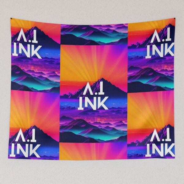 Item preview, A.I INK | Vibrant Synthwave Mountain Sunset designed and sold by AI-INK.