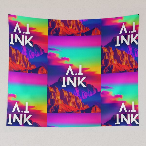 Item preview, A.I INK | Vibrant Synthwave Mountain Sunset designed and sold by AI-INK.