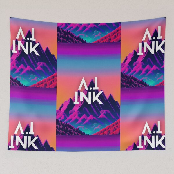Item preview, A.I INK | Vibrant Synthwave Mountain Sunset designed and sold by AI-INK.