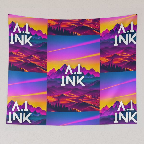 Item preview, A.I INK | Vibrant Synthwave Mountain Sunset designed and sold by AI-INK.