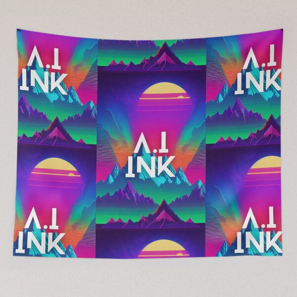 Item preview, A.I INK | Vibrant Synthwave Mountain Sunset designed and sold by AI-INK.