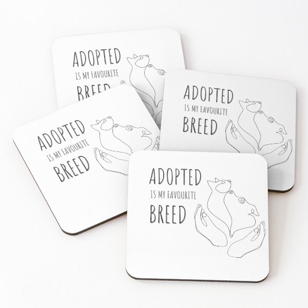 Item preview, Adopted is my favourite breed, line art cat and dog and hands for light backgrounds designed and sold by SquirrelNat.