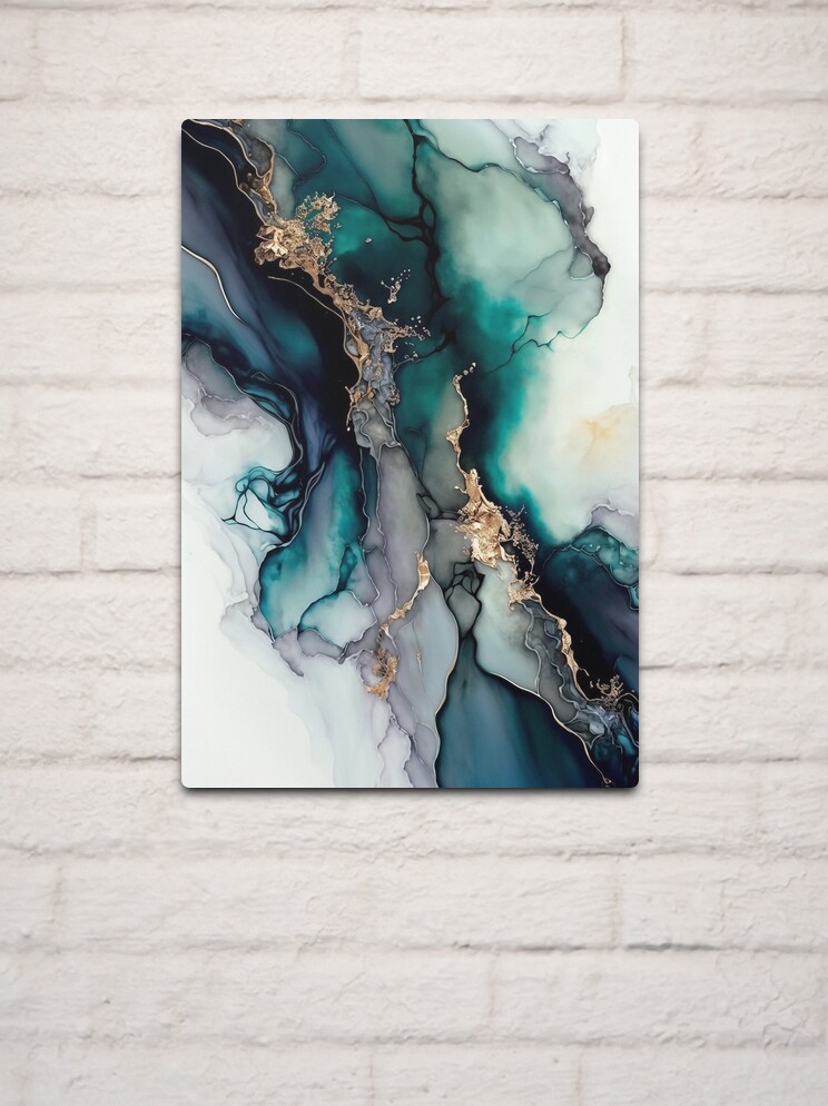 Turquoise Alcohol outlet Ink Art with Resin Finish