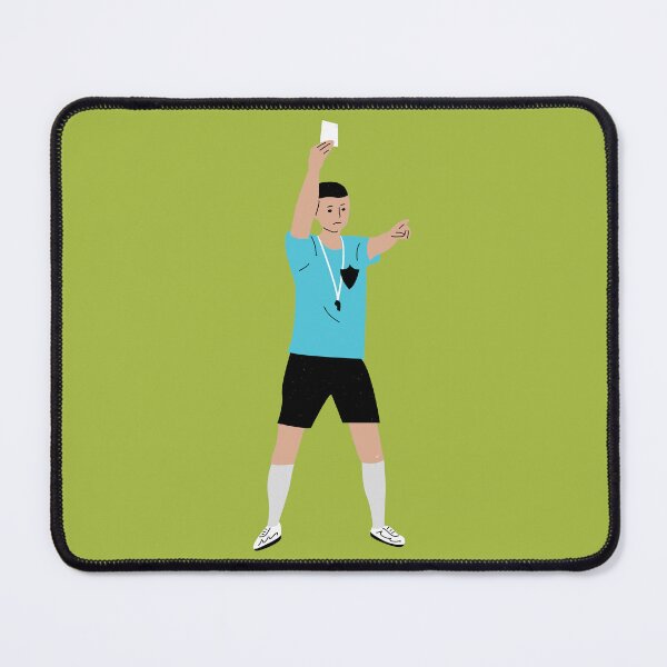 Item preview, a referee raises a white card in a football match designed and sold by Robo-toons.