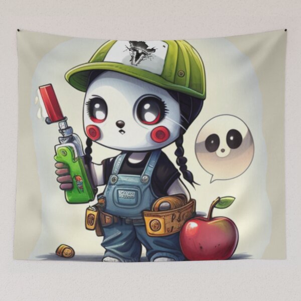 Item preview, Panda in overalls ghost panda and apple designed and sold by LucdDrmn.