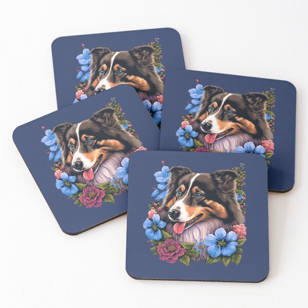 Item preview, Australian Shepherd Dog and Flowers designed and sold by kansaikate.