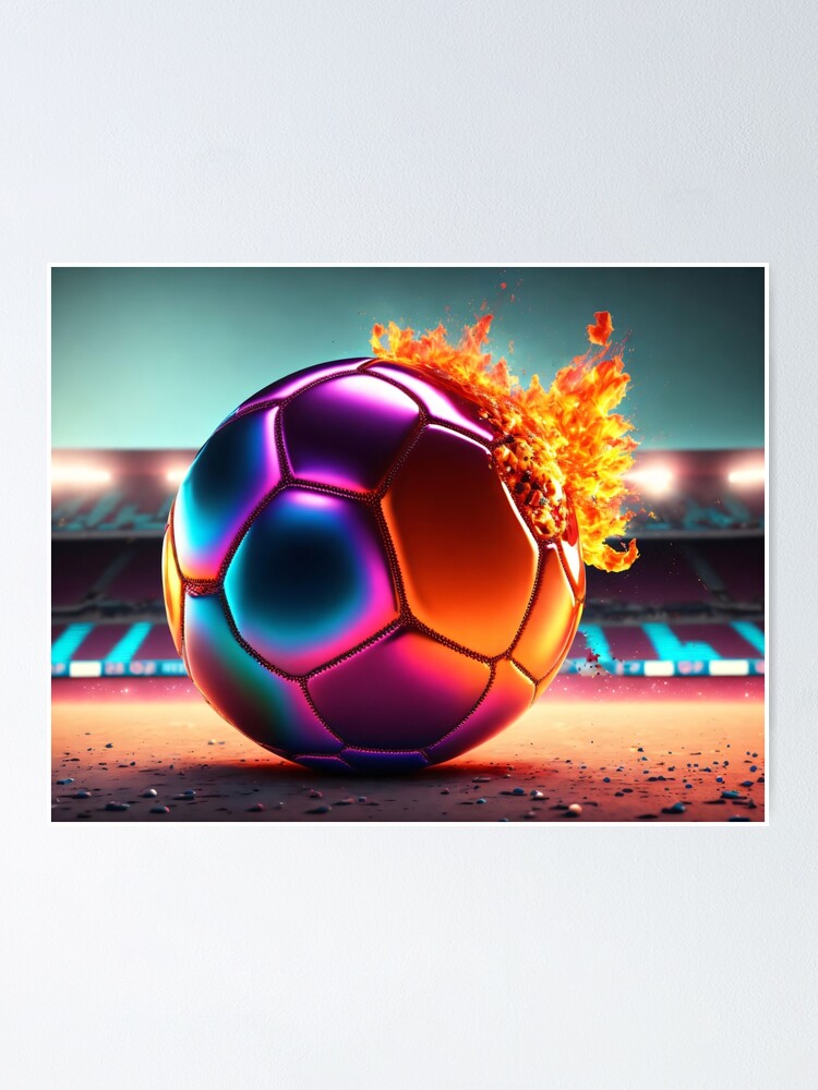 Poster Ballon de football sur le feu 