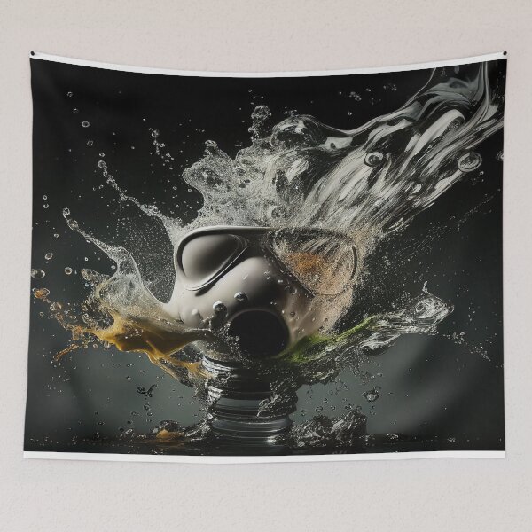 Item preview, Cyberpunk Gasmask Artwork / Gasmask Splashing In Water designed and sold by Unwind-Art-Work.