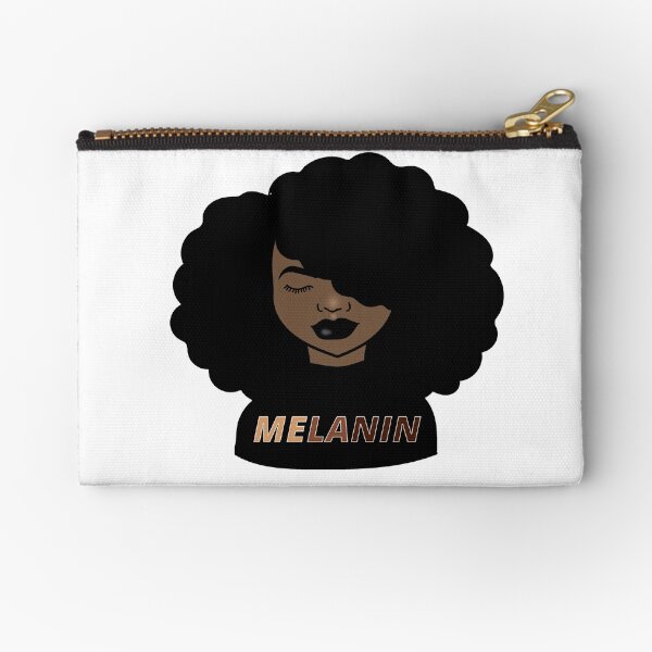 Melanin Afro Woman Shades Drippin, Melanin Poppin, Black Girl Magic Zipper Pouch