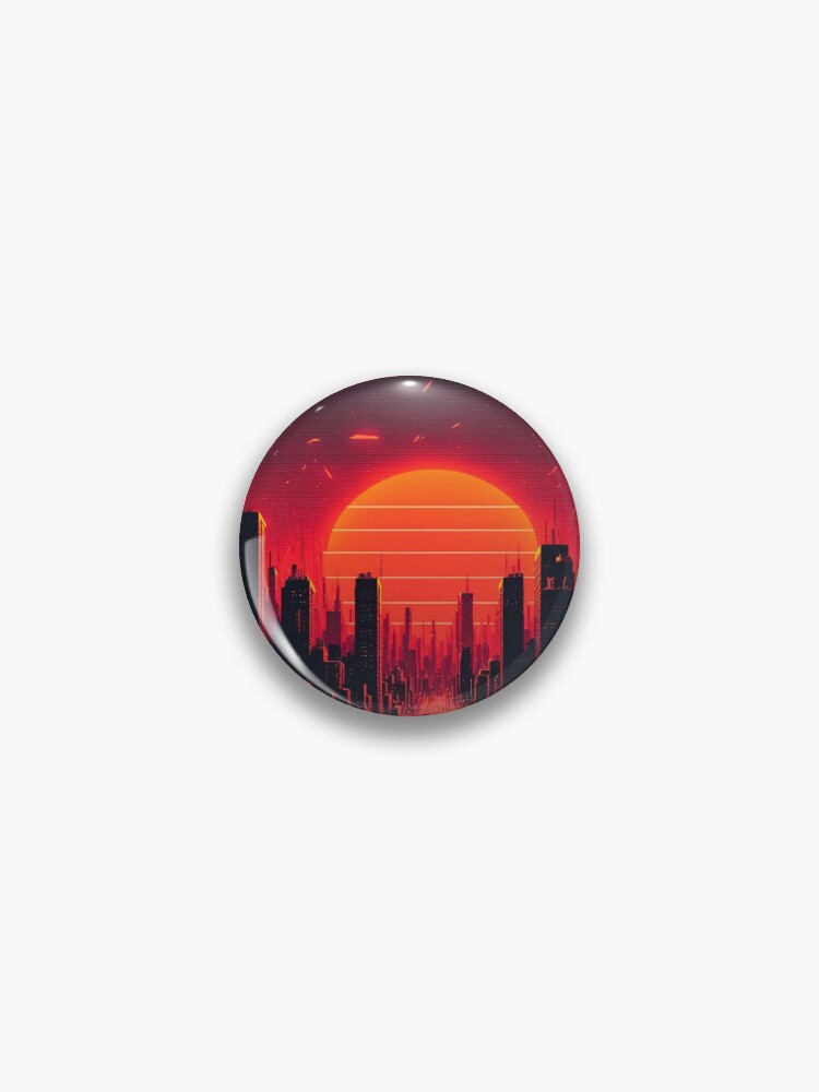 Retro-Futuristic Car Driving Through City Towards Synthwave Sun  Throw  Pillow for Sale by Nightarcade