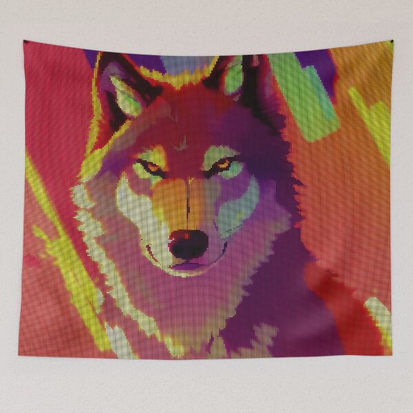 Item preview, Neon Colorful Abstract Wolf 8-bit Pixel Art designed and sold by PixelDripped.