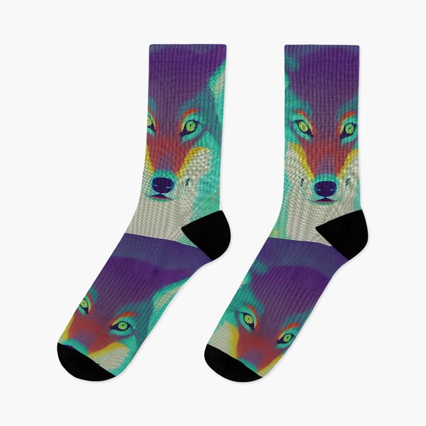 Item preview, Neon Colorful Abstract Wolf 8-bit Pixel Art designed and sold by PixelDripped.