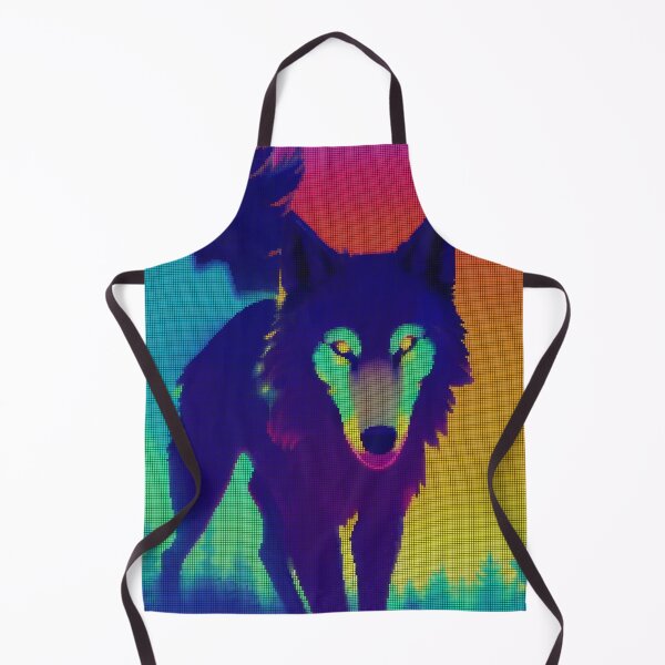 Item preview, Neon Colorful Abstract Wolf 8-bit Pixel Art designed and sold by PixelDripped.