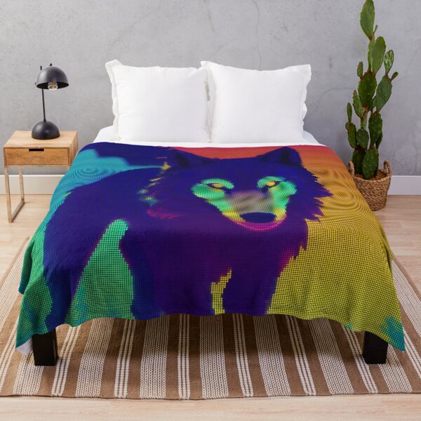 Item preview, Neon Colorful Abstract Wolf 8-bit Pixel Art designed and sold by PixelDripped.