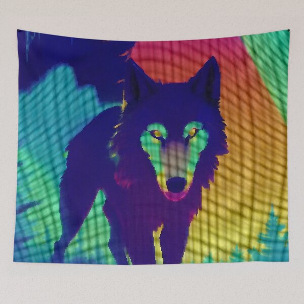 Item preview, Neon Colorful Abstract Wolf 8-bit Pixel Art designed and sold by PixelDripped.