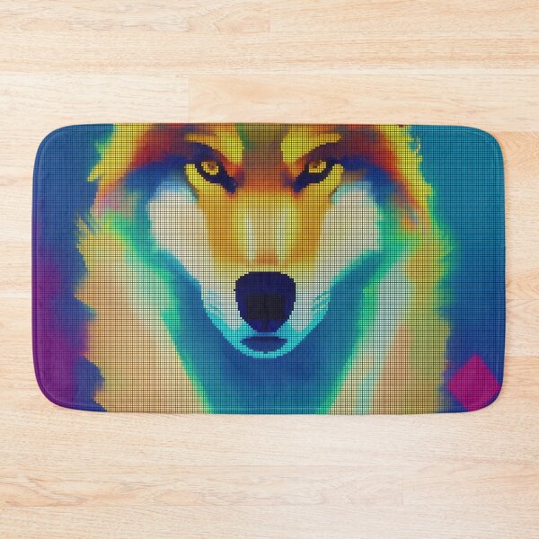 Item preview, Neon Colorful Abstract Wolf 8-bit Pixel Art designed and sold by PixelDripped.