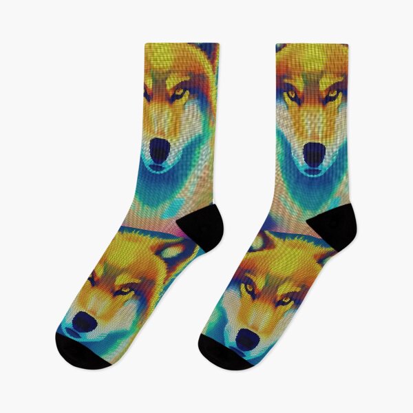 Item preview, Neon Colorful Abstract Wolf 8-bit Pixel Art designed and sold by PixelDripped.