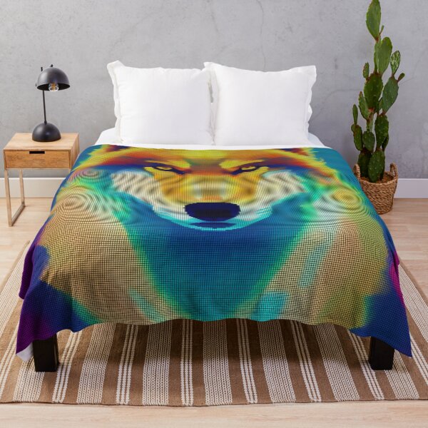 Item preview, Neon Colorful Abstract Wolf 8-bit Pixel Art designed and sold by PixelDripped.