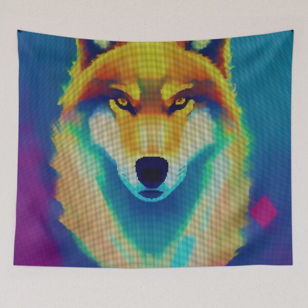 Item preview, Neon Colorful Abstract Wolf 8-bit Pixel Art designed and sold by PixelDripped.