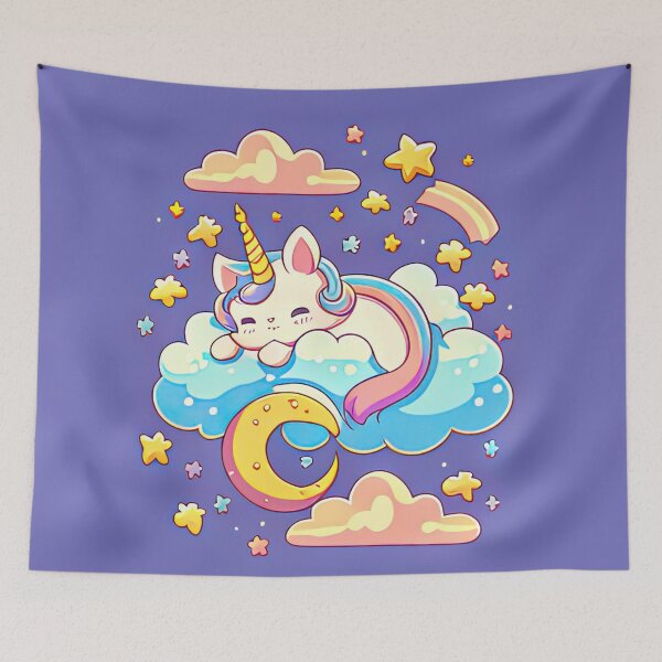 Item preview, A carefree kitten frolics on a cloud-like bed, enjoying a lazy day. designed and sold by MSDream Art ✔️.