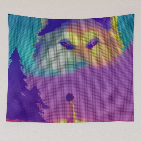 Item preview, Neon Colorful Abstract Wolf 8-bit Pixel Art designed and sold by PixelDripped.
