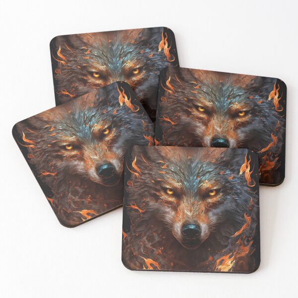 Item preview, Angry wolf on Fire Face Portrait designed and sold by Visual-wallart.