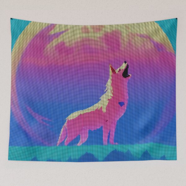 Item preview, Neon Colorful Abstract Wolf 8-bit Pixel Art designed and sold by PixelDripped.
