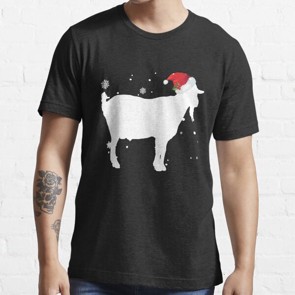 Christmas Goat Shirt Cute Goat Santa Hat Gift Essential T-Shirt