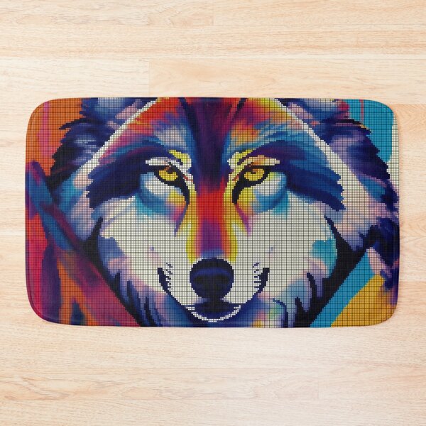 Item preview, Neon Colorful Abstract Wolf 8-bit Pixel Art designed and sold by PixelDripped.