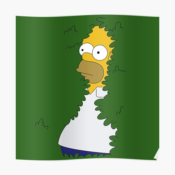 Homer In the Bushes Poster