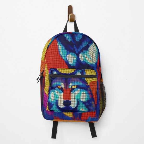 Item preview, Neon Colorful Abstract Wolf 8-bit Pixel Art designed and sold by PixelDripped.
