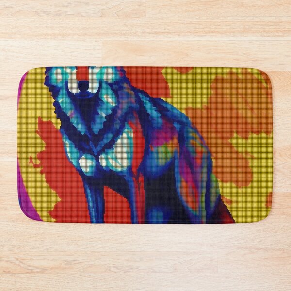 Item preview, Neon Colorful Abstract Wolf 8-bit Pixel Art designed and sold by PixelDripped.