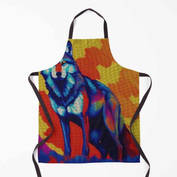 Item preview, Neon Colorful Abstract Wolf 8-bit Pixel Art designed and sold by PixelDripped.