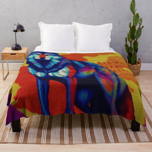 Item preview, Neon Colorful Abstract Wolf 8-bit Pixel Art designed and sold by PixelDripped.