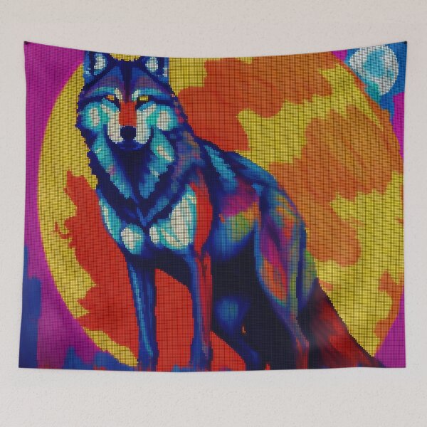 Item preview, Neon Colorful Abstract Wolf 8-bit Pixel Art designed and sold by PixelDripped.