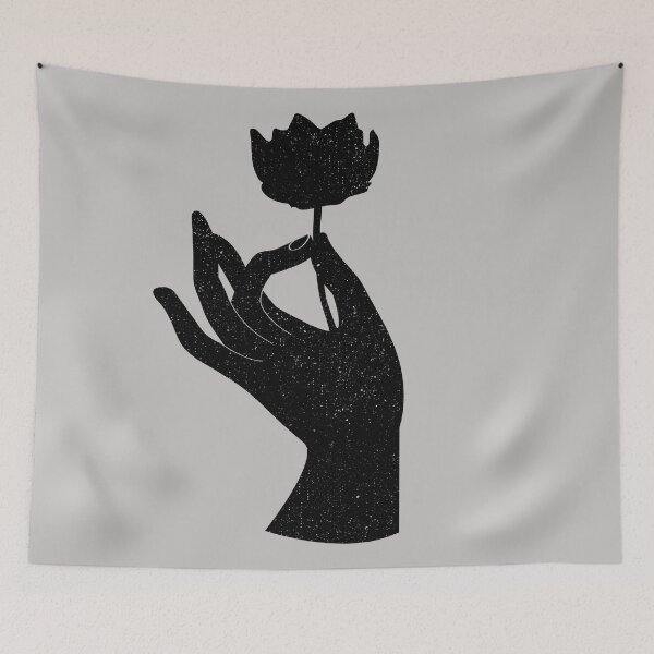Item preview, HAND WITH LOTUS FLOWER BOHO MINIMAL SILOUET designed and sold by chatzous.