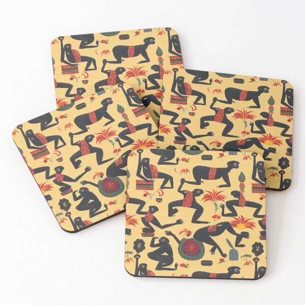 Item preview, Egyptian Hieroglyph monkeys black and yellow designed and sold by YeKnot.